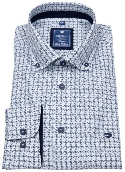 Redmond Hemd - Comfort Fit - Button Down Kragen - Print - hellblau / blau - 251075111 10 