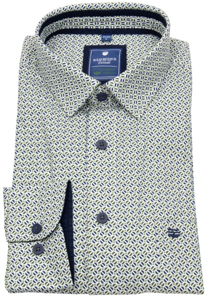 Redmond Hemd - Comfort Fit - Casual - Bio Baumwolle - Print - blau / grün - 242070111 60 