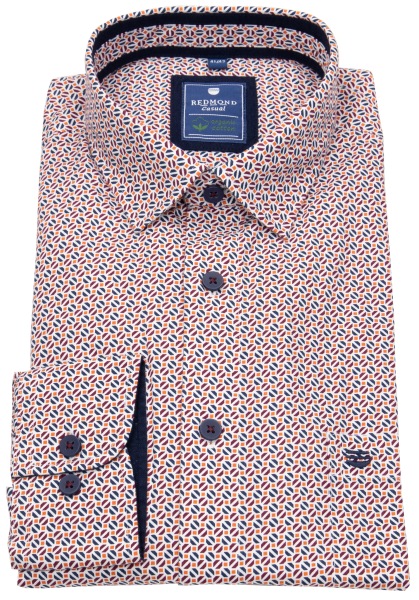 Redmond Hemd - Comfort Fit - Casual - Bio Baumwolle - Print - blau / rot - 242070111 50 