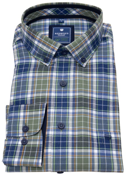 Redmond Hemd - Comfort Fit - Casual - Button Down - Bio Baumwolle - kariert - mehrfarbig - 242040111 60 