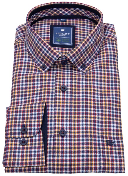 Redmond Hemd - Comfort Fit - Casual - Button Down - Bio Baumwolle - kariert - rot - 242065111 50 