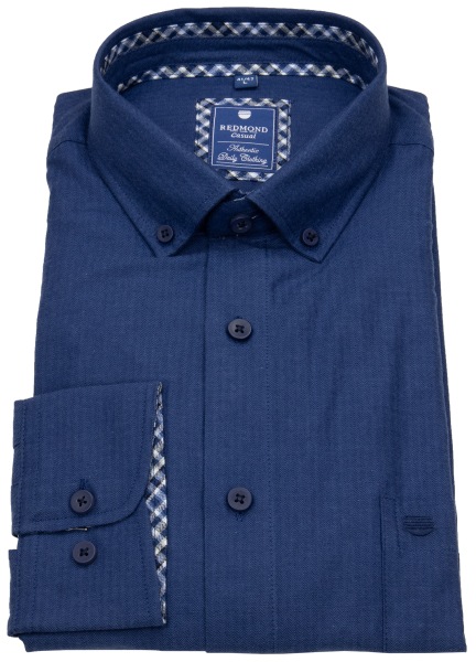 Redmond Hemd - Comfort Fit - Casual - Button Down Kragen - Bio Baumwolle - dunkelblau - 242060111 19 