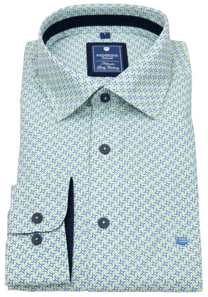 Redmond Hemd - Comfort Fit - Print - Casual - Kontrastknöpfe - grün / blau - 251065111 60 