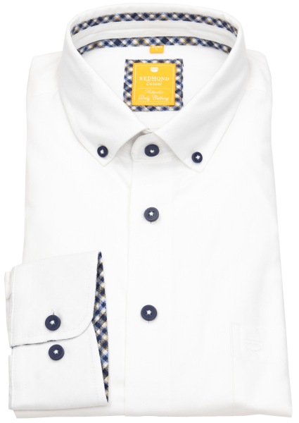 Redmond Hemd - Modern Fit - Button Down Kragen - Casual - weiß - 242060110 0 