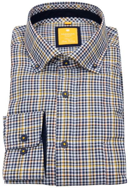 Redmond Hemd - Modern Fit - Button Down Kragen - kariert - blau / gelb - 251060110 40 