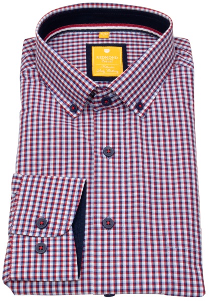 Redmond Hemd - Modern Fit - Button Down Kragen - kariert - blau / rot - ohne OVP - 241000110 10 