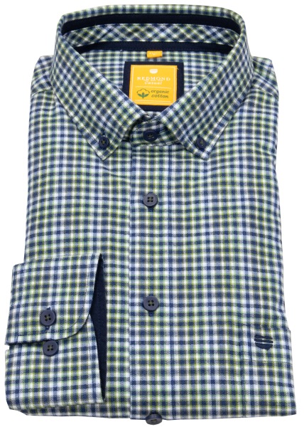 Redmond Hemd - Modern Fit - Button Down Kragen - kariert - grün / blau - 242065110 60 