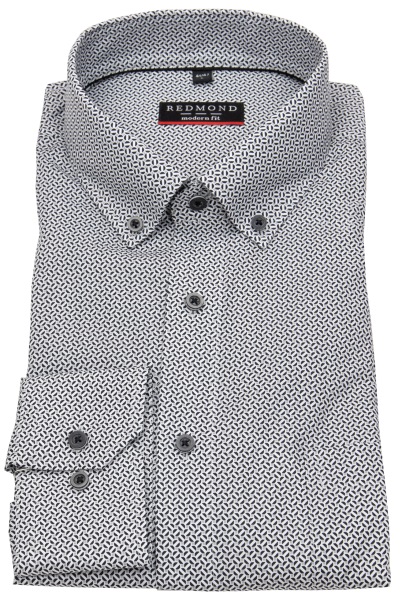 Redmond Hemd - Modern Fit - Button Down Kragen - schwarz / grau - 242700110 90 