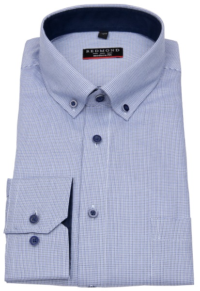 Redmond Hemd - Modern Fit - Button Down Kragen - Struktur - blau - ohne OVP - 231710110 10 