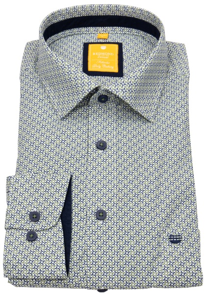 Redmond Hemd - Modern Fit - Print - Casual - Kontrastknöpfe - grün / blau - 251065110 200 