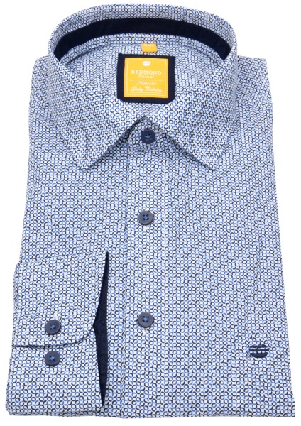 Redmond Hemd - Modern Fit - Print - Casual - Kontrastknöpfe - hellblau / blau - 251065110 10 