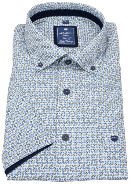 Redmond Kurzarmhemd - Comfort Fit - Button Down Kragen - blau / grün - 251075999 60 