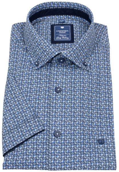 Redmond Kurzarmhemd - Comfort Fit - Button Down Kragen - dunkelblau / blau - 251075999 19 