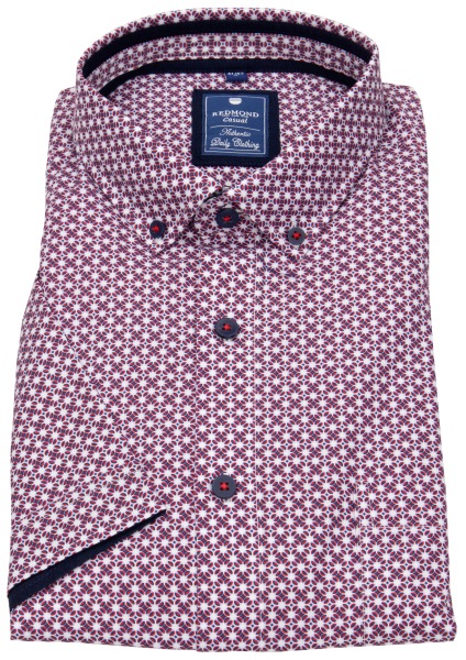 Redmond Kurzarmhemd - Comfort Fit - Button Down Kragen - rot / weiß - ohne OVP - 241075999 50 