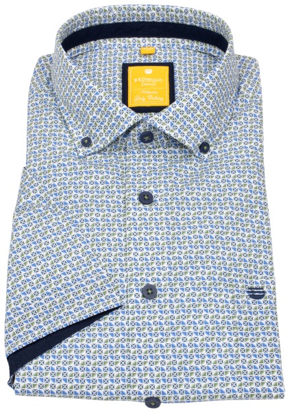 Redmond Kurzarmhemd - Modern Fit - Button Down Kragen - blau / grün - 251075990 60 