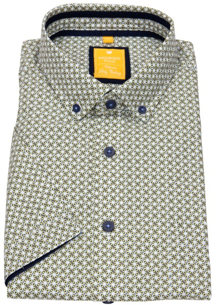 Redmond Kurzarmhemd - Modern Fit - Button Down Kragen - grün / weiß - ohne OVP - 241075990 40 