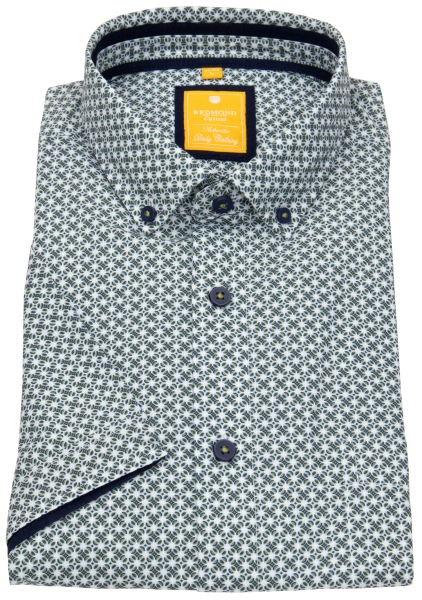 Redmond Kurzarmhemd - Modern Fit - Button Down Kragen - grün / weiß - ohne OVP - 241075990 60 