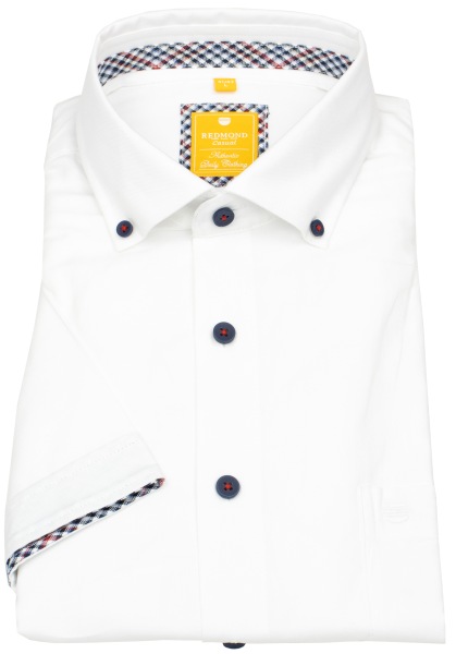 Redmond Kurzarmhemd - Modern Fit - Button Down Kragen - Oxford - weiß - 251055990 0 