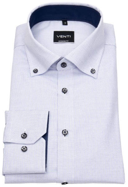 Venti Hemd - Modern Fit - Button Down - Kontrastknöpfe - hellblau - 113644400 100 