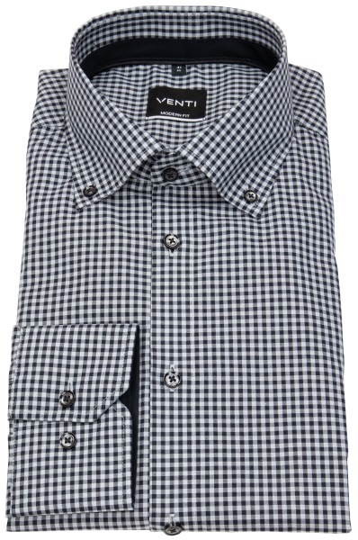 Venti Hemd - Modern Fit - Button Down Kragen - kariert - anthrazit / weiß - ohne OVP - 123942400 750 