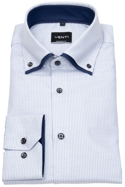 Venti Hemd - Modern Fit - unterlegter Button Down - Kontrastknöpfe - hellblau - 113644500 100 