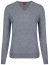 Thumbnail 1- OLYMP Pullover - Regular Fit - V-Ausschnitt - Merinowolle mit Seide - grau